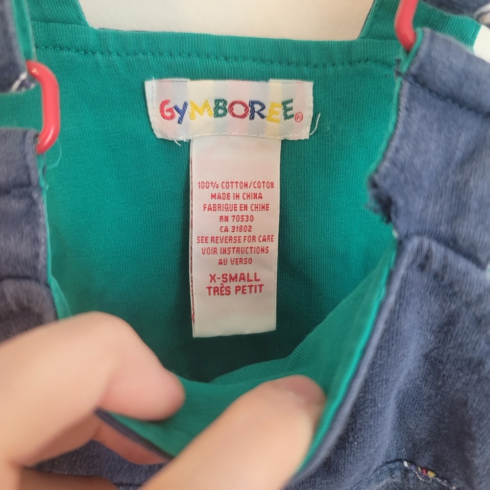 Vintage Rainbow Gymboree Blue Overalls with Bear and Aviation Print - Picture 2 of 2